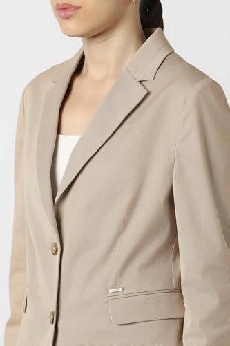 Women Beige Solid Blazer