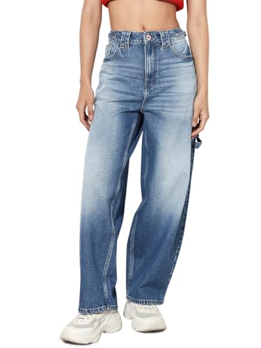 ONLY Women Straight Fit High-Rise Blue Jeans