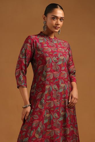 Soch Womens Fuchsia Muslin Botanical Printed Co-Ords Set