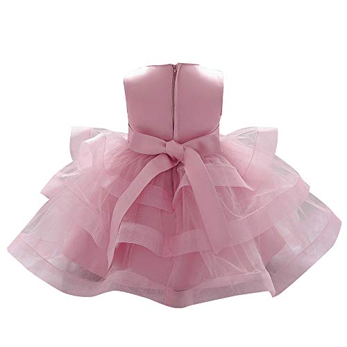 Hopscotch Baby Girls Polyester And Viscose Sleeveless Solid Slim Fit Party Knee Length Dress In Pink Color For Ages 6-12 Months Clothing Set (Srs-3157874)