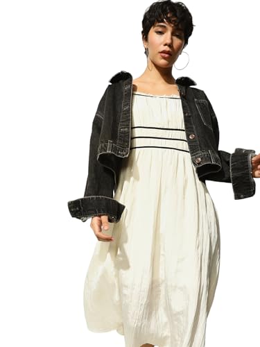 ONLY Women's Fit and Flare Cream Dress