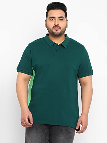 Urbano Plus Men's Green Colour-Block Regular Fit Half Sleeve Cotton Polo T-Shirt (pluspolocbp-015-grnmnt)
