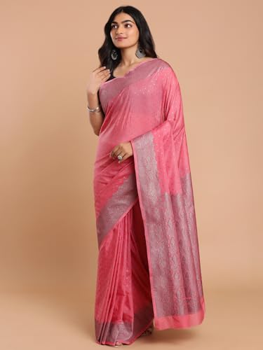 Kalyan Silks Black & Silver Buttas Pink Saree