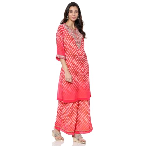 BIBA Women's Georgette Kurta Sets (SKDUTSV10210AW24PNK_Pink