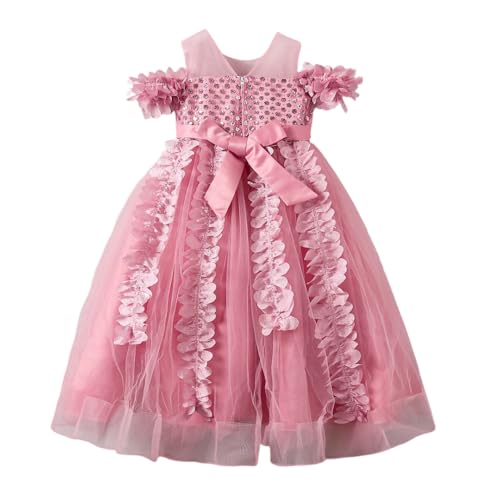 Hopscotch Girls Ankle Length Party Dresses in Pink Color For Ages (10-12 Years)