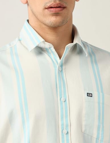 Arrow Sports Men's Striped Slim Fit Shirt (ASAJSH1348_Peach