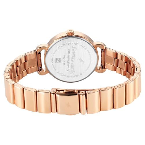 Fastrack Pulse Quartz Analog White Dial Rose Gold Stainless Steel Strap Watch for Girls - NT6221WM02F