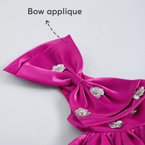 Hopscotch Girls Floral Applique Bow Dress in Pink Color for Age (5-6 Years)