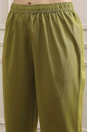 Biba Women Mehandi Green Chanderi Kalidar Dyed Suit Set_32
