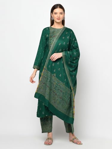 AFSA Women Winter Acro Wool Woven Suit With Stole Unstitched Dress Material For Winter Wear