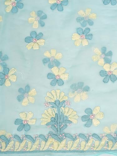 Ada Hand Embroidered Lucknowi Chikankari Unstitched Georgette Dress Material Suit Piece with Dupatta for Women 01A896012 Sea Green