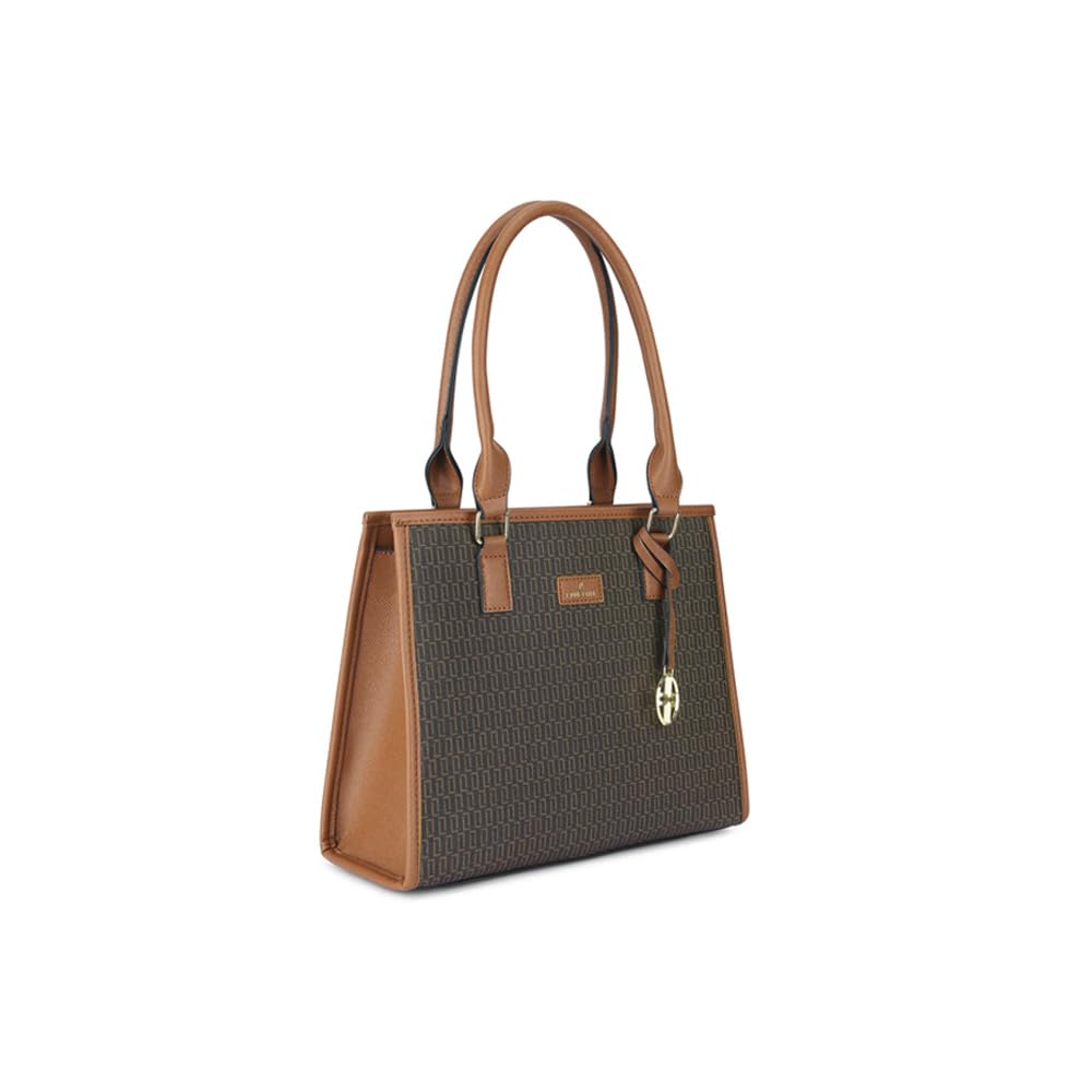 Lavie Lx Quad Synthetic Zipper Closure Women's Satchel Bag (CHOCOLATE, MEDIUM)
