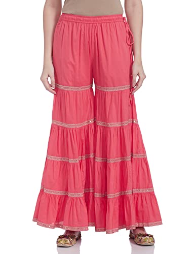 BIBA WOMEN SOLID; EMBROIDRED RELAXED SALWAR KURTA DUPATTA(SKDRUHANI7543_CORAL_38)