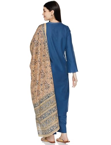 BIBA Women Cotton Straight Solid Suit Set (SKDASSORTED8371EAW22BLU_Blue