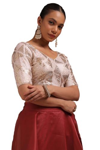 Soch Womens Cream Georgette Padded Blouse Sequins