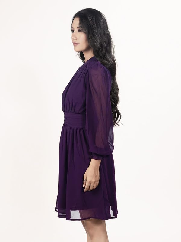 Zink London Women's Purple Solid Short Dress