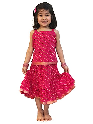 DIAMO Girl Cotton readymade Lehenga choli (KID226--parent_Pink_3 Months-6 Months)