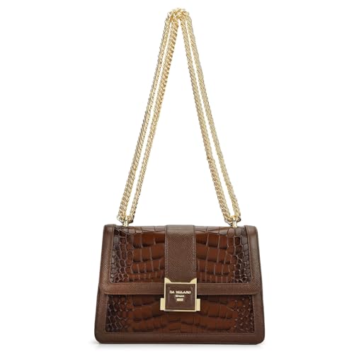 Da Milano Leather Shoulder Bag for Women - Brown (01607OL)