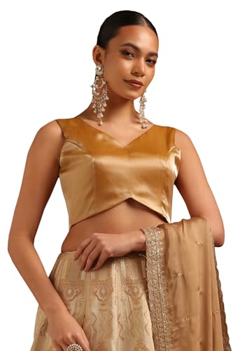 Soch Womens Mustard V-Neck Princess Line Tissue Padded Blouse