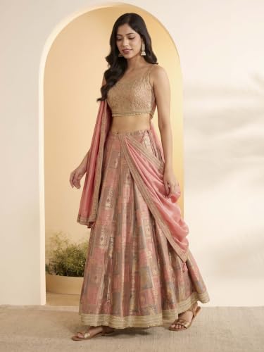 BIBA Silk Solid Kalidar Wedding Blouse With Lehenga And Dupatta