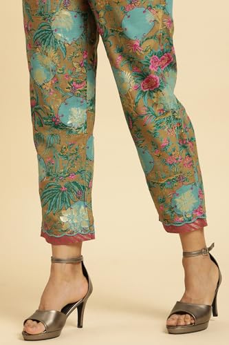 W for Woman Brown Floral Printed Kurta, Pant and Dupatta Set_24AUWS19864-122303_XL