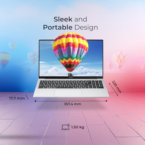 acer Aspire 3, Intel Core Celeron N4500, 12GB LPDDR4X RAM, 256GB SSD, HD, 15.6"/39.62cm, Windows 11 Home, Pure Silver, 1.5KG, A325-45, Thin and Light Laptop