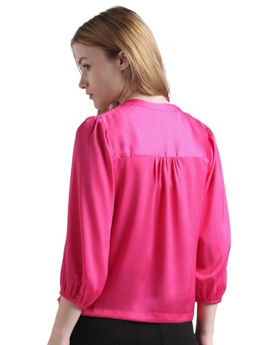 ONLY Women Solid Polyester Pink Shirt
