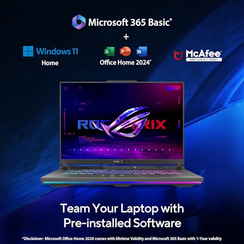ASUS ROG Strix G16, AMD Ryzen 9 8940HX, Gaming Laptop(RTX 5060-8GB/115W TGP/16GB/1TB /2.5K QHD+/16"/240Hz/90WHrs/Windows 11/M365 Basic (1Year)*/Office Home 2024/Eclipse Gray/2.5 Kg) G614PM-S5046WS