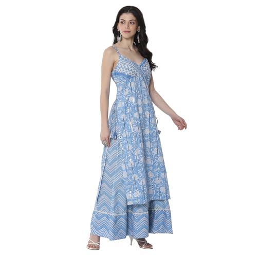 Biba Women's Cotton Kurta Set (SKDJPUD10736SS25BLU_Blue