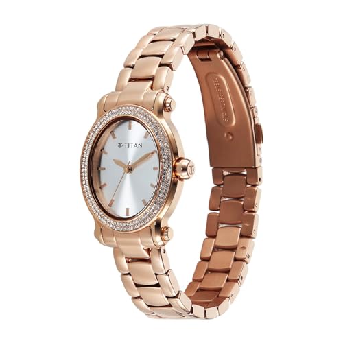 Titan Glamour Quartz Analog Silver Dial Stainless Steel Strap Watch for Women