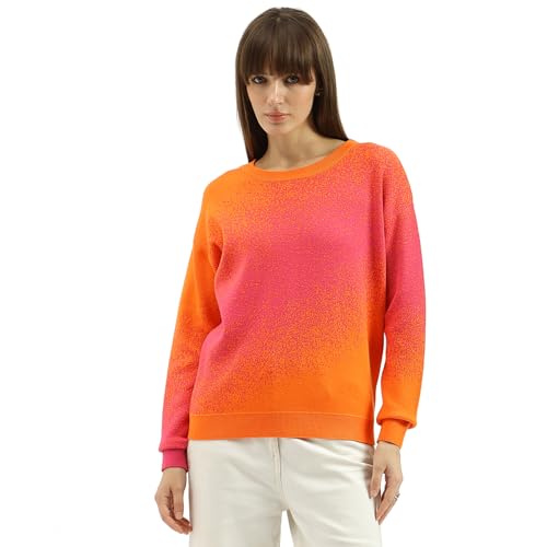 United Colors of Benetton Round Neck Ombre Sweater (Size: XL)-25A1099W3M56I902 Orange