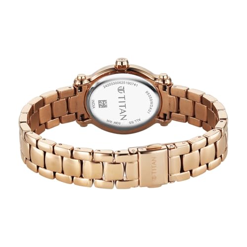Titan Glamour Quartz Analog Silver Dial Stainless Steel Strap Watch for Women