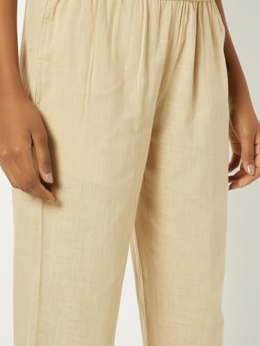 Max Women Embroidered Straight Pants (Beige_M)