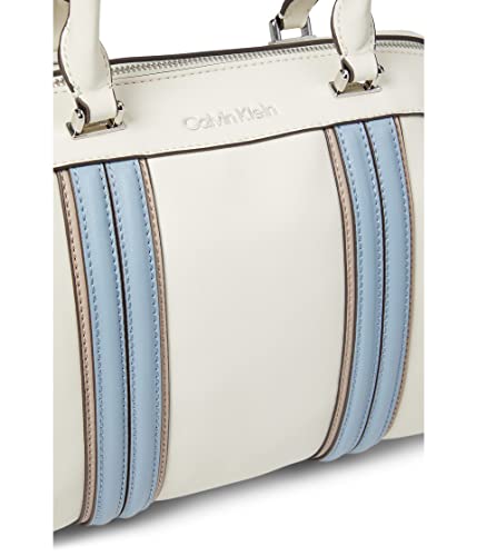Calvin Klein Blake Top Zip Satchel, White/Cloud Combo, One Size