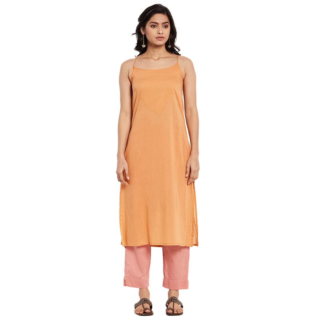 Fabindia Women Silk Printed Long Kurta Cotton_M Pink