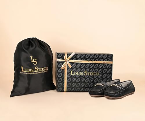 LOUIS STITCH Women's Black Premium Slip-On Loafers with Buckle | Elegant Solid Slip-On Comfort Shoes for Casual and Formal Wear | Slip-On Loafer Shoes for Women | LSLD-BLR-HS02 | UK-5