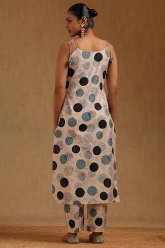 Soch Womens Cream Linen Geometric Printed Co-Ords Set