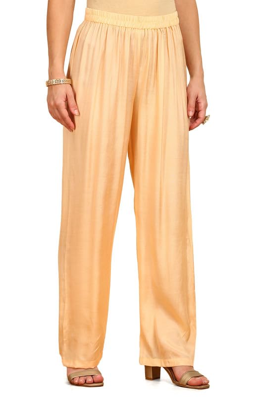 Soch Womens Light Yellow Abstract Print Linen Unstitched Dress Material With Mirrors