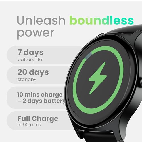GOBOULT Newly Launched Rover Pro 1.43'' AMOLED, Free Straps, Bluetooth Calling, IP68, Zinc Alloy Frame, 1000 Nits Brightness, AI Voice Assistant, SpO2, 120+ Sports Mode Smartwatch (Pure Black)