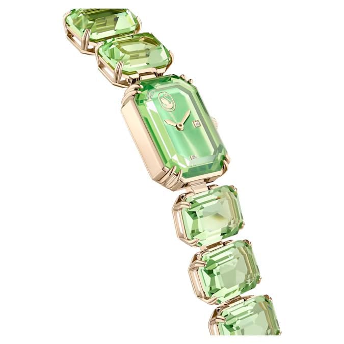 Swarovski Millenia Watch, Octagon Cut Bracelet, Green, Champagne Gold-Tone Finish