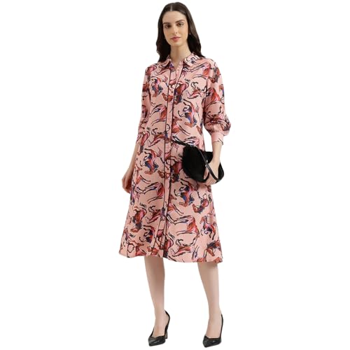 United Colors of Benetton Regular Fit Regular Collar Printed Dress (Size: 2XL) - 26P4WVNDR308I904 Pink