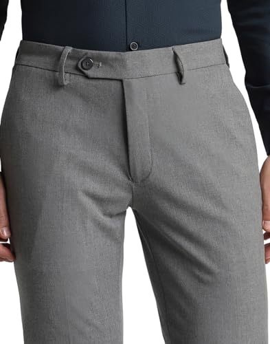 Men Grey Textured Formal Trousers