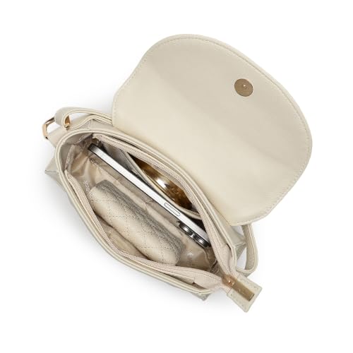 Fastrack Cloud Sling Bag for Women | White Pebbled Faux Leather Crossbody Sling Bag | Spacious Main Compartment with Organiser Pockets | Magnetic Flap & Zip Closure | Adjustable Buckle Sling Strap