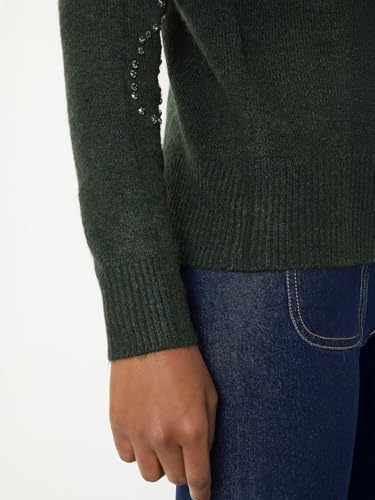Max Women Embellished Sweater (Green_S)