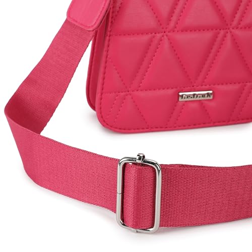 Fastrack Quilted pink Sling Bag for Women | Lightweight Crossbody with Adjustable Webbing Strap, Button Closure & Clean Stitch Detail | Everyday Carry for Casual Outings & Coffee Runs
