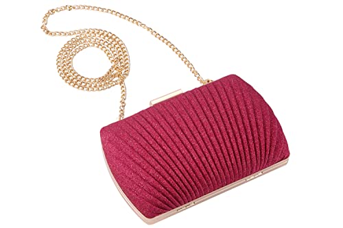 Mastyle® Mini Glitter Clutch Handbag For Women With Pleated And Chain Strap