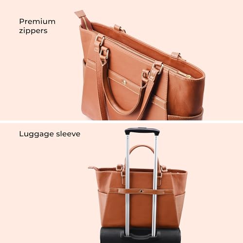 Symbol Premium Women's Tote Hand Bag crafted from Imported PU | Stylish | Office Use - 15" Laptop (SP-SS25-CARL-BAG-11_Tan_Free Size)