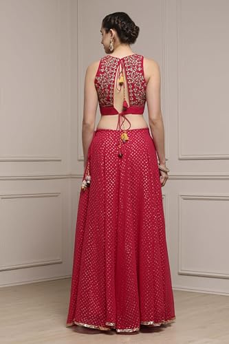 Biba Women Fuchsia Polyester Printed Lehenga Set_42