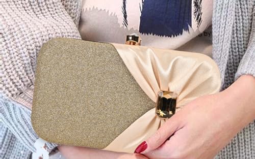 ADISA Studded formal party clutch with gold chain for women and girls (CL107-GOL)
