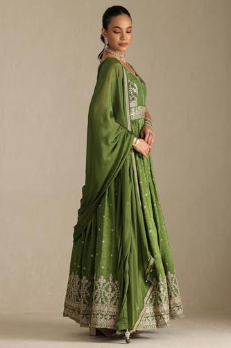 Soch Women's Viscose Blend Floor Length Gown (OWS5CD21813_Green